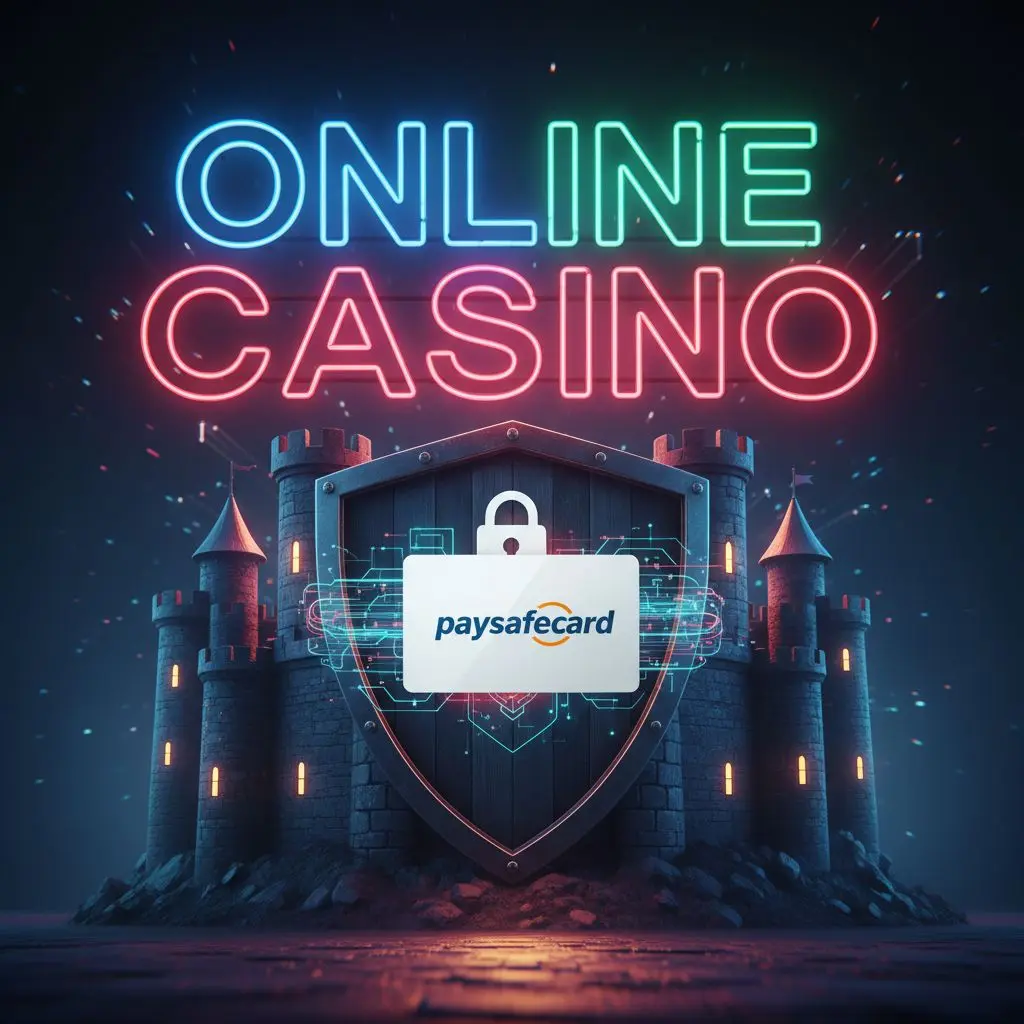Zámek a štít s paysafecard kartou ilustrující bezpečnost v online casinu